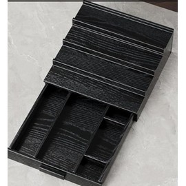 Sueuapp Walnut Wood Cologne Organizer for Men,4 Tier Cologne Stand,Perfume Stand Organizer,Cologne Shelf Display Holder with Hidden Storage and Drawer,Great Gift for Men,Black