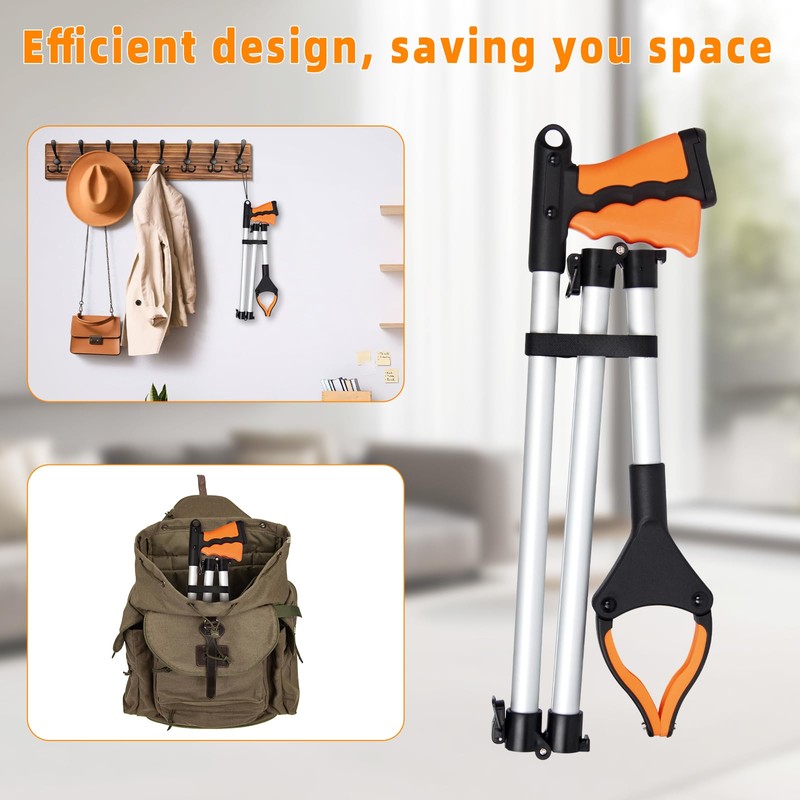 110cm/43” Litter Picker Grabber Stick with Magnetic Head, Ergonomic Handle