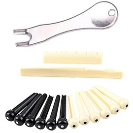 Zwenjuan Guitar Bridge Pins,Pack of 12 Plastic Guitar Bridge Guitar Bridge Saddle and Bridge Insert Extractor Tool Guitar Bridge Pins for Acoustic Guitar Compatible with Multiple Guitar Models