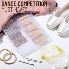 YGDZ Bun Nets Kit for Ballet Girls, Ballet Dance Hair Accessories for Kids, Hair Nets for Buns 30CM, Blonde Bobby Pins, Hair Ties, Dance Competition Must Haves,Bun Net for Hair Styling, Blonde