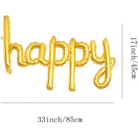 16 Inch Mylar Foil Letters Balloons，Birthday Party Banner (gold)