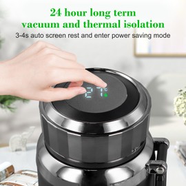 Dokeno Reisebecher, Thermosflasche Edelstahl, Wasserflasche Vakuum Isolierbecher, Touchscreen-Temperaturanzeige, Isolierte Wasserflasche, Auslaufsichere Thermosflasche für Home Büro Reise Sport 800ML