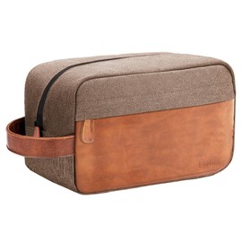 Elviros Travel Toiletry Bag for Men Hanging Toiletry Bag Water Resistant Dopp Kit PU Leather Travel Bag for Toiletries Accessories M PU Leather, kachi, M, Travel