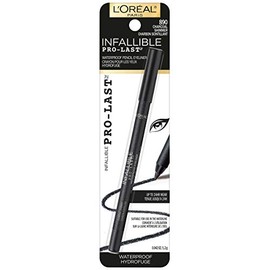 L'Oreal Paris Makeup Infallible Pro-last Lápiz delineador de ojos, impermeable y resistente a las manchas, se desliza fácilmente para crear cualquier look, brillo negro, 0.042 onzas