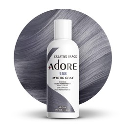 Adore Semi Permanent Hair Color (158 Mystic Grey) | Vegan & Cruelty-Free Grey Hair Dye | No Ammonia, No Peroxide, No Alcohol | 4 Fl Oz