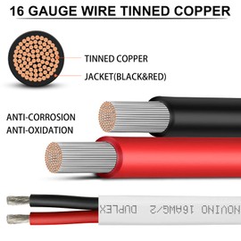 16 Gauge Marine Wire 16 AWG Duplex Marine Grade Wire,50ft Tinned Copper Boat Electrical Cable for Boat/Automotive/RV/Camper/Trailer Outdoor Use