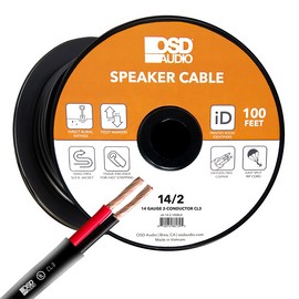 OSD Audio 14/2 Speaker Wire 100Ft Outdoor Rated CL2/CL3 Direct Burial Oxygen Free, Black