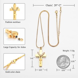 Kremationsschmuck für Asche Anhänger - Kreuz Urne Halskette mit Mini Keepsake Urn Memorial Asche Schmuck (Gold)