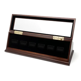 CHEZ MONETT 6-Slot Championship Ring Display Case – Sports Ring Holder Box (Espresso, 6)