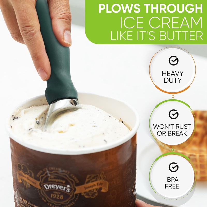 Spring Chef Ice Cream Scoop with Comfortable Handle, Professional Heavy