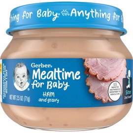 Gerber 2nd Foods Mealtime for Baby Pureed Baby Food Jar Variety Pack, 6 Ham & Gravy Jars, 6 Turkey & Gravy Jars, 2.5 Ounce Jars (12 CT)