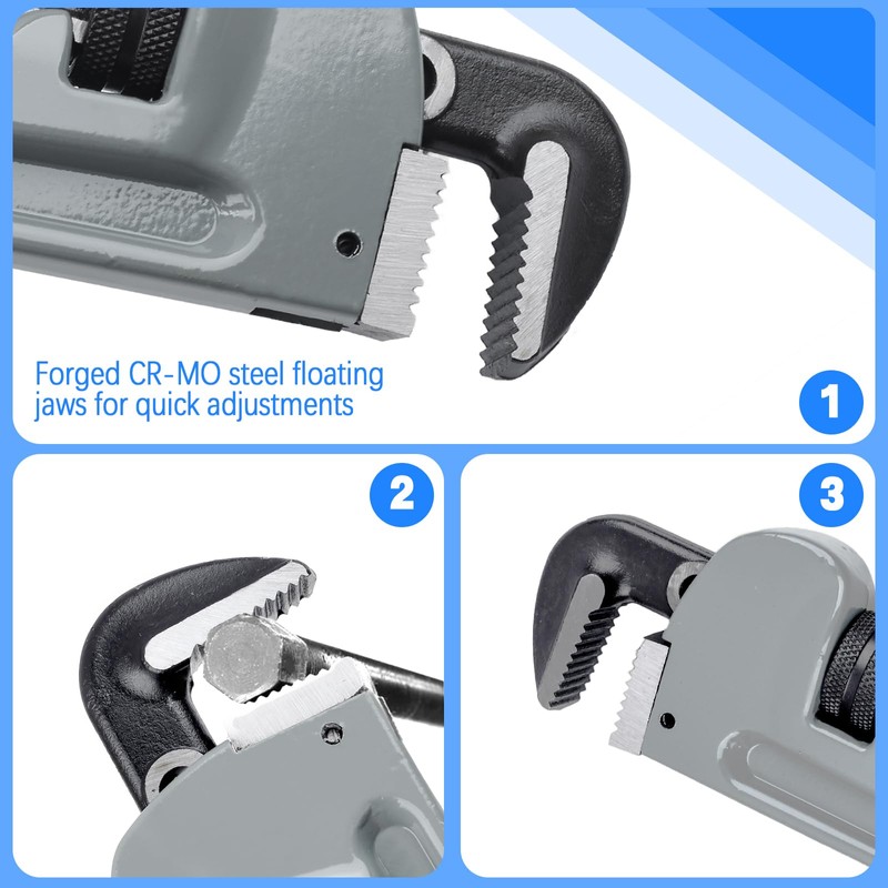 GleamRad 3-Piece Aluminum Pipe Wrench Set,10", 14", 18", Heavy Duty