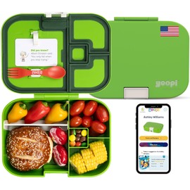 YOOPI Digital bento lunch box for kids offers ideal portion sizes. Leakproof, lightweight and dishwasher-safe, this durable bento box for kids & toddler is also BPA-free, available in a vibrant Green
