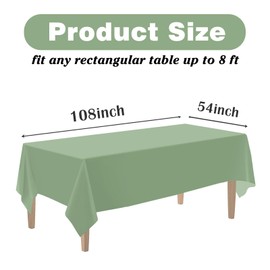 Kopokita 2PCS Sage Green Plastic Tablecloths 54 x 108 Inch, Disposable Table Cloths Rectangle Party Table Covers