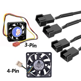 Delinx 36W 12V PC Fan Power Supply,4 Cooling Fan Speed Controller,100-240vAC to 3-12vDC Adjustable 3A Power Adapter,with Fan Splitter Cable,DC Female to 4 x 3/4 Pin, Multi-Functional