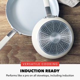 GreenPan x Bobby Flay 8” and 10” Frying Pan Skillet Set, Professional Grade Aluminum, PFAS & PFOA-Free Ceramic Nonstick, Induction Suitable, Stay-Cool Silicone Handle, Dishwasher & Oven Safe, Cream