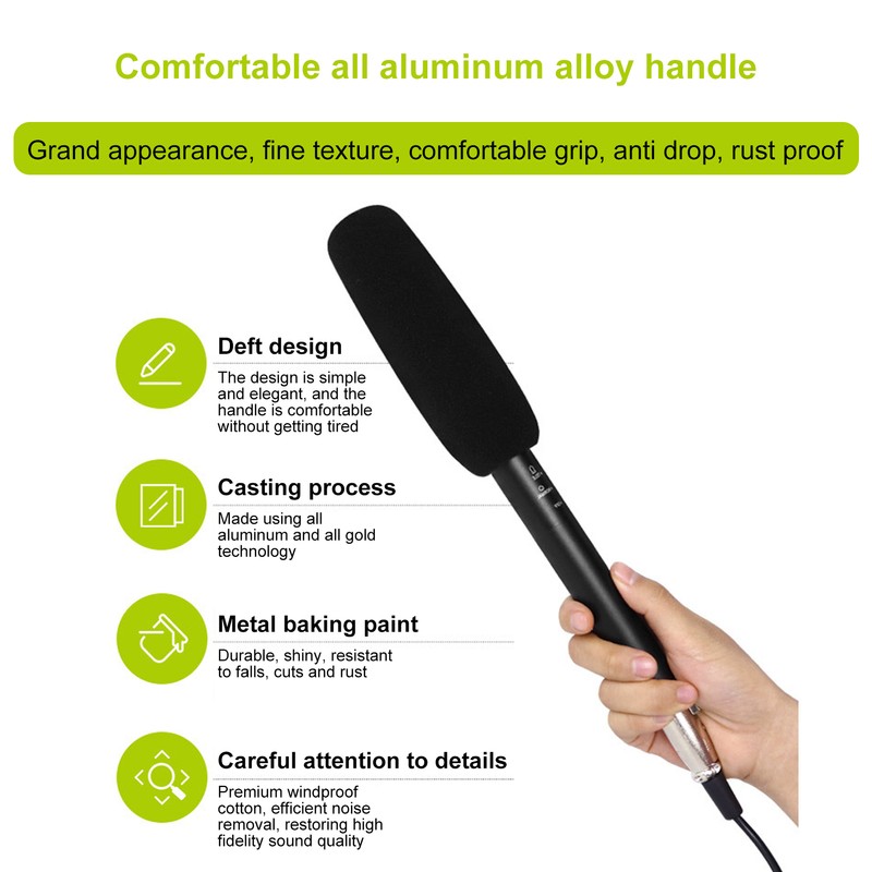 XLR Shotgun Condenser Microphone Professional Cardioid Mini Shotgun Condenser Mic