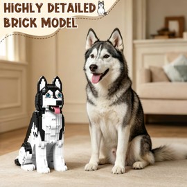 Nicefurn Husky Building Blocks Set, 1439Piece Realistic Dog Model Kit
