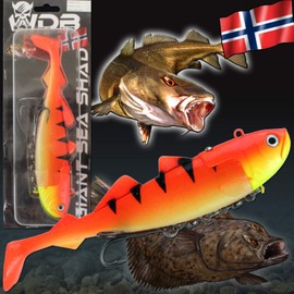 Angel-Berger Wild Devil Baits Gaint Sea Shad Halibut Pollock Bait Sea Fishing (Crazy Tiger, 333 g / 21.5 cm)