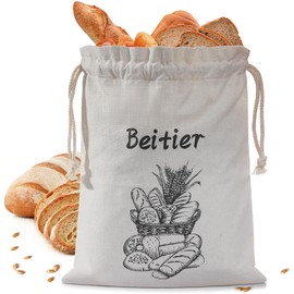 Bread Bag for Homemade Bread, Reusable Linen Bread Storage Bag, Sourdough Bread Bag with Plastic Liner, Large Homemade Bread Storage Cloth Bag for Toast, Loaf, Artisan Bread (1 Pack)