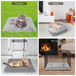 SCENEREAL Self Warming Cat Bed, Heated Cat Bed Mat for Cats Small Dogs, 2 in 1 Soft Plush, Washable Pet Pad for Indoor Outdoor Kitten Puppy, Brown 24" x 20"