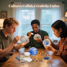 BOHMR DIY Turkish Mosaic Lamp Kit, Moon Stained Glass Lamp Making Kit- Easy,Fun,No Experience Needed, Mosaic Art & Craft Project Kits for Adults & Teens, Make Your Own Table Lamp,Christmas Gift,Blue