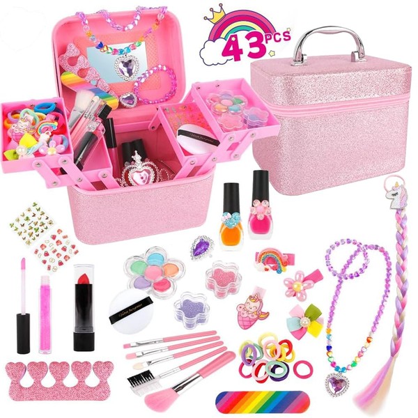 TITIFIVE Maquillaje para Niñas, 43pcs Juguetes de Maquillaje Lavables para