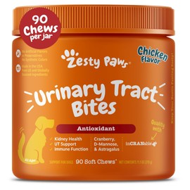 Zesty Paws Cranberry Supplement for Dogs - Bladder Control for Dogs - Urinary Tract Support - Cranberry Chews - Immune & Gut Support - Chicken - 90 Count