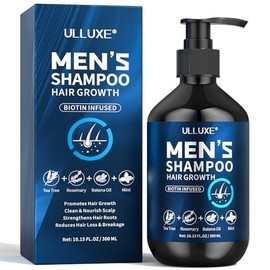 ulluxe Champú De Biotina Para El Crecimiento Del Cabello Para Hombres: Champú Natural Para Engrosar El Cabello Y Combatir La Caída Y El Debilitamiento Capilar. Enriquecido Con Aceite De Romero, Aceite