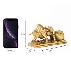 BRASSTAR Resin Fengshui Statue Bull Bring Gold Attract Wealth Fortune Luck Gather Wall Street Business Gifts Financial Securities Mascot Office Home Decor PTWQ020