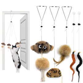 Aidiyapet Cat Toys for Indoor Cats Adult Kitten, Interactive Door Hanging Catnip Toy, Self-Play Chasing Exercise Entertain Cat Toy - for Hunting Exercising Eliminating Boredom, All Breed Sizes (Grey)