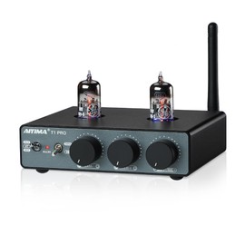 AIYIMA T1 PRO Tube Preamp Vacuum Pre-amp Receiver Home Audio Preamplifier with RCA/Bluetooth Input Bass Treble Controls for HiFi Stereo Amplifier/Powered Speakers,with AUX/12V Trigger Signal Output