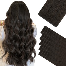 HOTBANANA Invisi Edge Tape in Hair Extensions Human Hair, 20inch 50g 20pcs Dark Brown Invisible Tape in Extensions Straight Seamless Real Remy Hair Injected