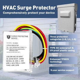AG3000 HVAC Surge Protector 120/240V – Universal Mini Split Surge Protective Device with TPMOV Technology, Type 4X Watertight Enclosure, LED Status Indicator, Comprehensive Surge Protection