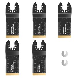 Farady 5 Pcs Oscillating Saw Blades Titanium Oscillating Tool Blade 1-3/8 inch Quick Release Plunge Cutting Multitool Blades Kit for Metal Wood Nails Screws