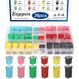 Eoppen 36Pcs Jcase Fuse Car Fuses Assortment Kit Automotive Tall/Standard and Low Profile Jcase Box Shaped Automotive Fuses for Trucks Cars and SUVs (20A, 30A, 40A, 50A, 60A, 80A)