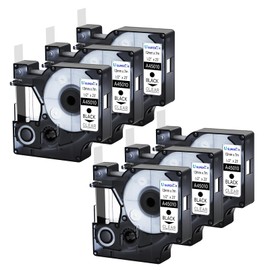 USUPERINK 6 Pack Compatible for Dymo D1 Label Tape 45010 S0720500 Refill Black on Clear 1/2 inch x 23 feet Labeling Tape for LabelManager PnP 160 210D 260P 280 360D 420P 450D ColorPop Label Maker