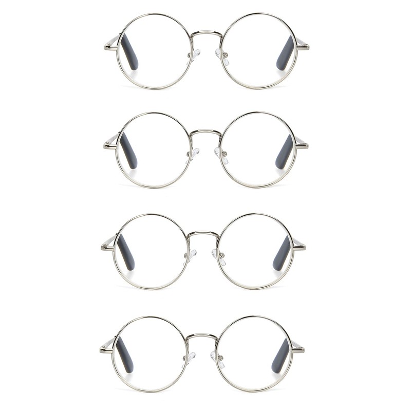 EYE ZOOM 4 Pack Metal Frame Round Reading Glasses with