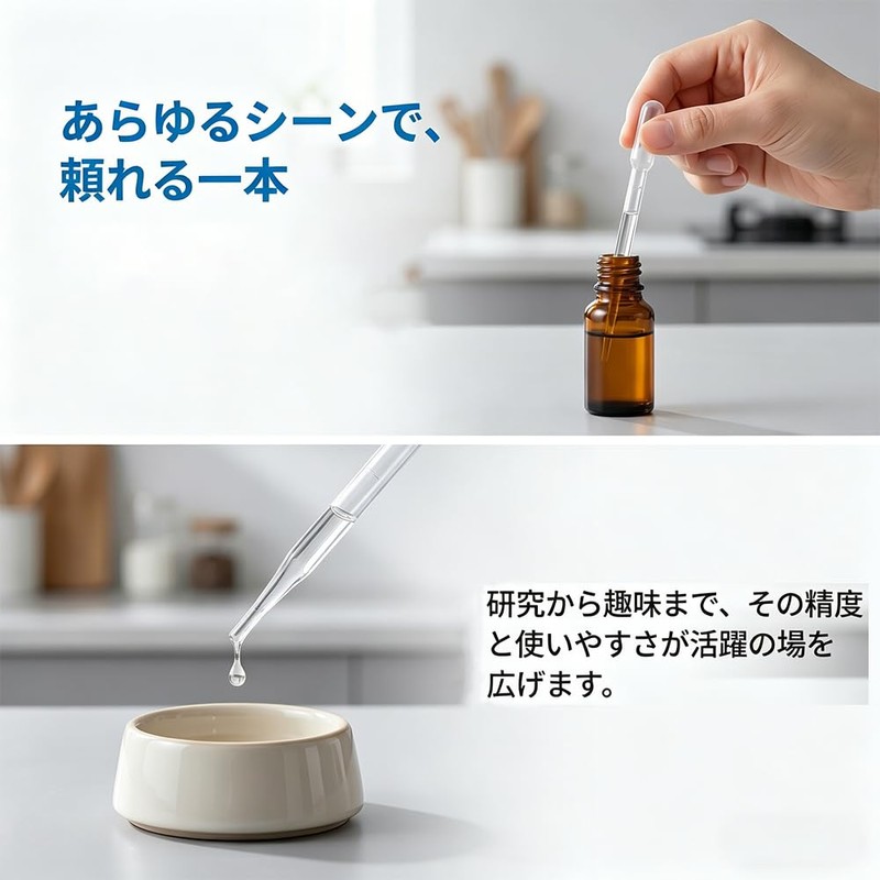 NIHOOOOH スポイト 0.2ml 100本 ピペット 使い捨て 透明 プラスチック製 スポイト 小