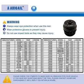 Heavy Duty Oil Filter Wrench Compatible with Toyota,Lexus,RAV4,Camry,Tundra,Highlander,Sienna Oil Filter Cap Removal Socket Tool for 2.5-5.7L Engine with 64mm Cartridge Style Oil Filter Housing