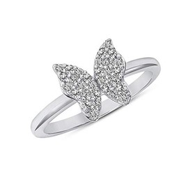 Jewelry by Debbie 925 Sterling Silver Micro-Pave Cz Butterfly Wings Thin Band Ring Rhodium Plated (5)