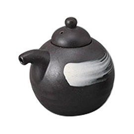 Yamashita Kogei 744240481 Black Iga White Brush Juice Next Large Condiment Container, 3.1 x 3.7 inches (8 x 9.3 cm), 8.7 fl oz (220 cc)