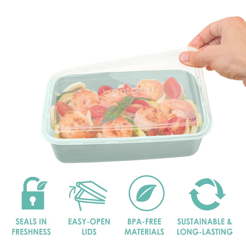 Bentgo Prep 1-Compartment Meal-Prep Containers with Custom-Fit Lids - Microwaveable,