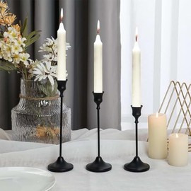 Juego de 6 portavelas de metal cónico para Navidad, boda, fiesta, mesa de cena, decoración del hogar