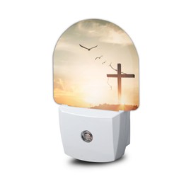 Christian Dawn Cross Night Light,Night Lights Plug into Wall with Dusk to Dawn Sensor,Lamp for Bedroom Bathroom Hallway Nightlight for Women Girls