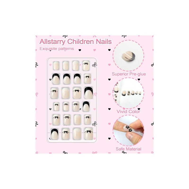 Allstarry Uñas Postizas para Niñas (Paquete de 3, 72 Unidades),