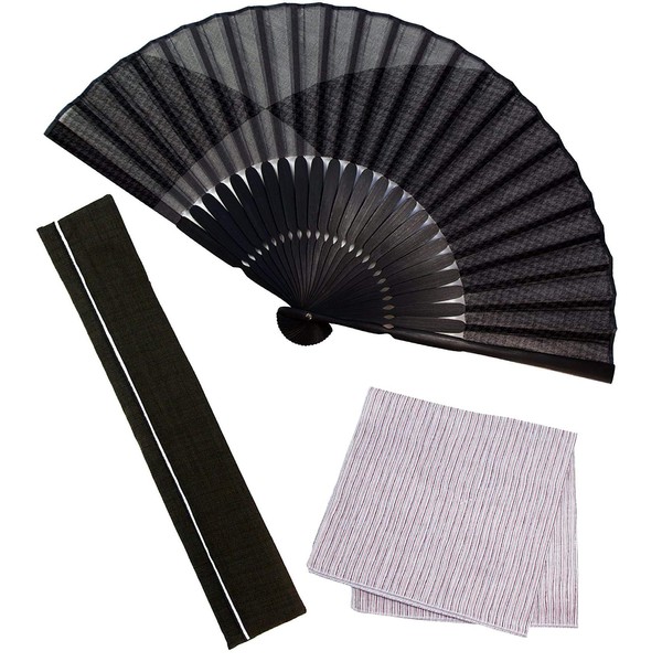 Osaka Choseido Folding Fan, Men's, Stylish, Business, Folding Bag, Handkerchief