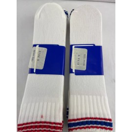 Timmy’s NEW Vtg TIMMY’S 12 Pair Boy Socks Sz 4-6.5 White w/Red-Blue Stripes Dress Length