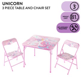 Heritage Kids Unicorn 3 Piece Table and Chair Set, Pink