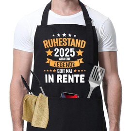 Zidoley Grillschürze - Lustig Renteneintritt Geschenk Männer, Coole Rentner Geschenk Mann, Kochschürze Ruhestand Geschenk für Männer, Rente von Vatertag Geburtstag Grillparty Weihnachten